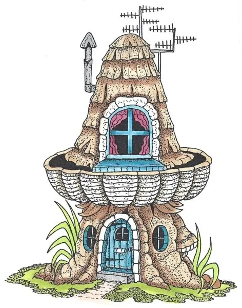 Замок и грибы прозрачный силиконовый штамп/печать для сделай сам