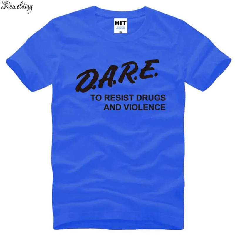 DARE To Resist Drugs And Violence Letter Printed T Shirt Men New Summer Short Sleeve Cotton Men's T Shirt Casual Tee Shirt Homme images - 6