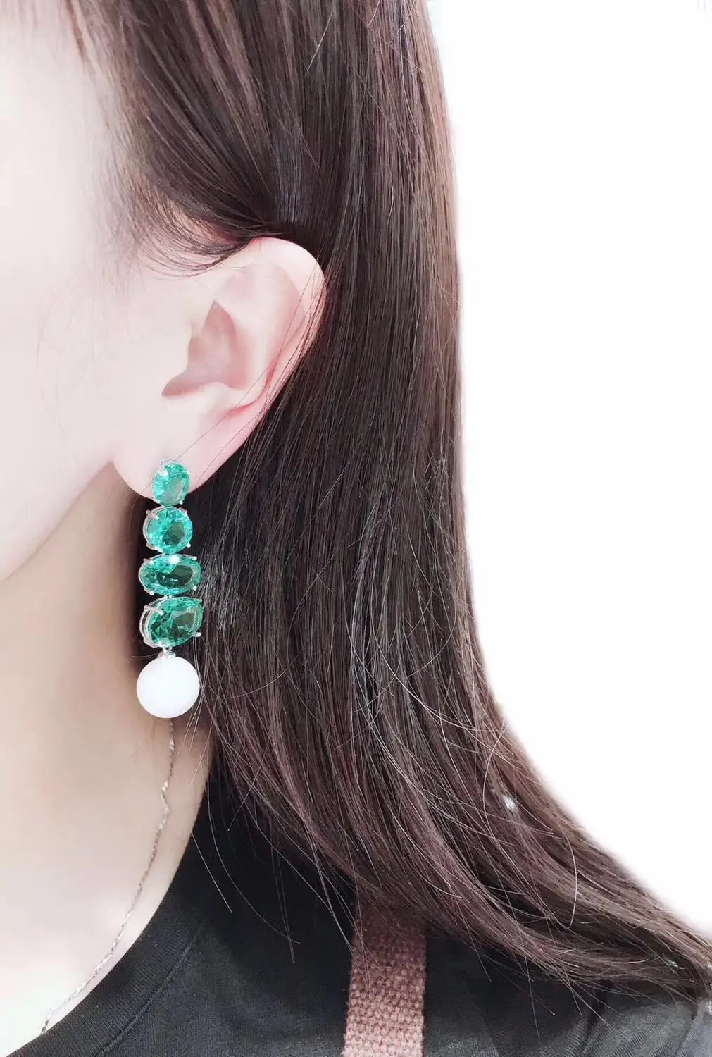 Женские Висячие серьги с подвеской большие стеклянные бусины из жемчуга и