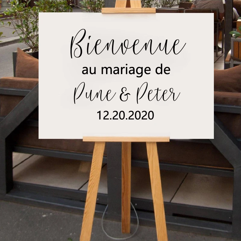 French Style Personalized Wedding Vinyl Decal Custom Names& Date Wall Sticker Wedding Welcome Signs Murals Romantic Mariage Decor