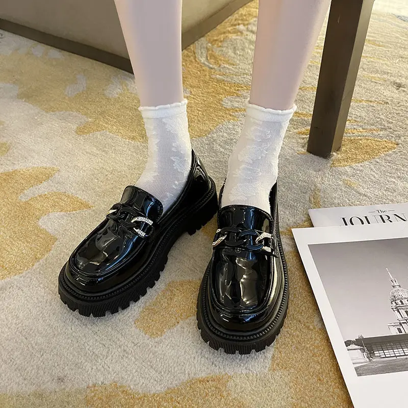 

Apanzu Loafers Large Size Shoes Female British Style New Thick-soled College Style Casual Loafers Genuine Leather Fashion Shoes