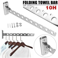6810 hole rack folding stainless steel clothes hook rack with screws movable coat shirts pants swing hanger clothing rail