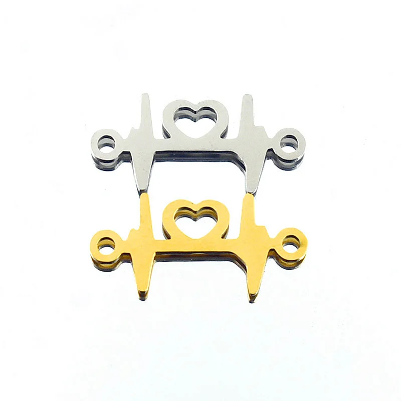 

5pcs Stainless Steel Pendant Heart-shaped Pendant Connector For DIY Bracelet Connector Making Jewelry Accessories Wholesale