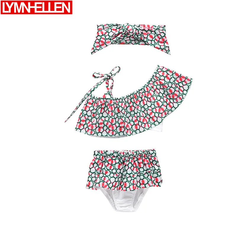 

Color Circle Flower Bathing Suit Baby Girls Summer Set 3pcs Suit Lotus Leaf Collar Beach Swimming Suit Little Girl Swimsuit