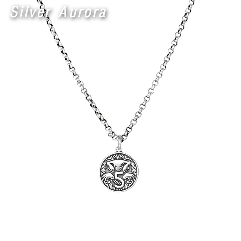 Винтажный подвеска с монетой для мужчин и женщин из настоящего массивного серебра 925 пробы - ювелирное украшение в стиле хип-хоп и рок, модный подарок.