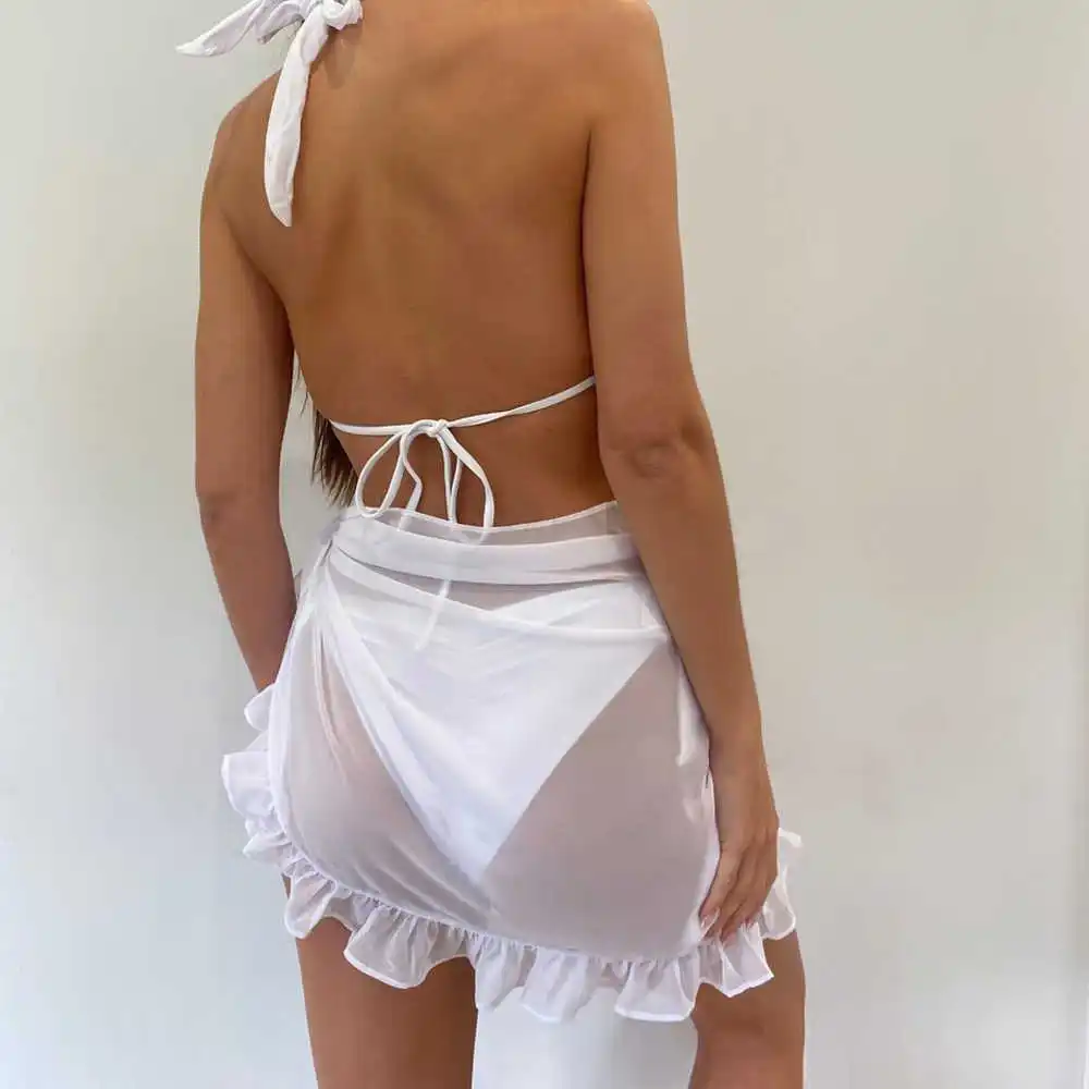 

2021 New Women Chiffon Swimwear Pareo Scarf Bikini Cover-Ups Wrap Kaftan Sarong Beach Sexy Skirts 9 Color Swimsuit Cover-Ups