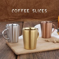 new 350 ml stainless steel copper plated coffee cup double layers 304 high temperature resistance milk tea cup beer drinking mug