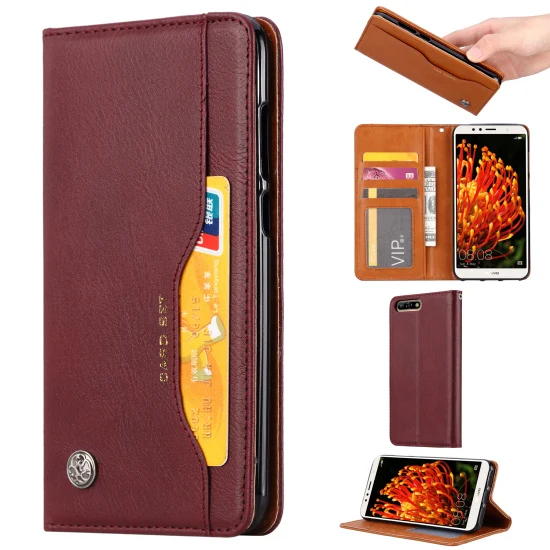 dark red case Для huawei Y6 чехол huawei Y7 Prime чехол Роскошный кожаный флип-чехол для huawei Y9 Броня Y5 Prime крышка Y7Prime - Цвет: dark red case