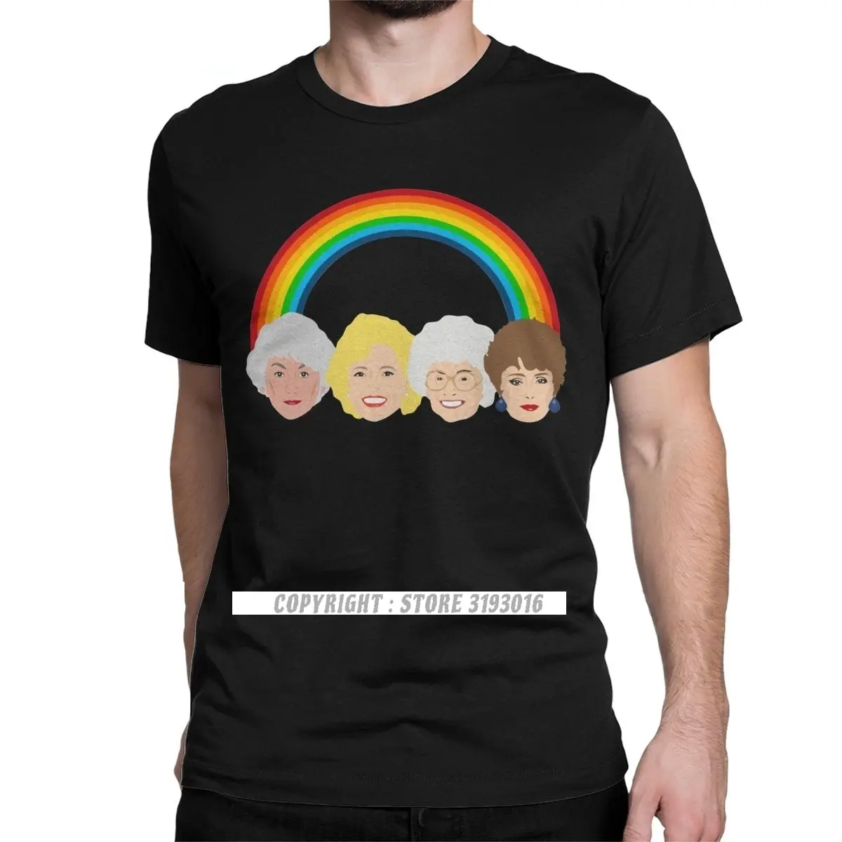 

Vintage Classic Men T-Shirt The Golden Girls LGBT Pride Graphic Tshirt Camisas 80s Friend TV 3D Tshirts Round Neck Tops Male