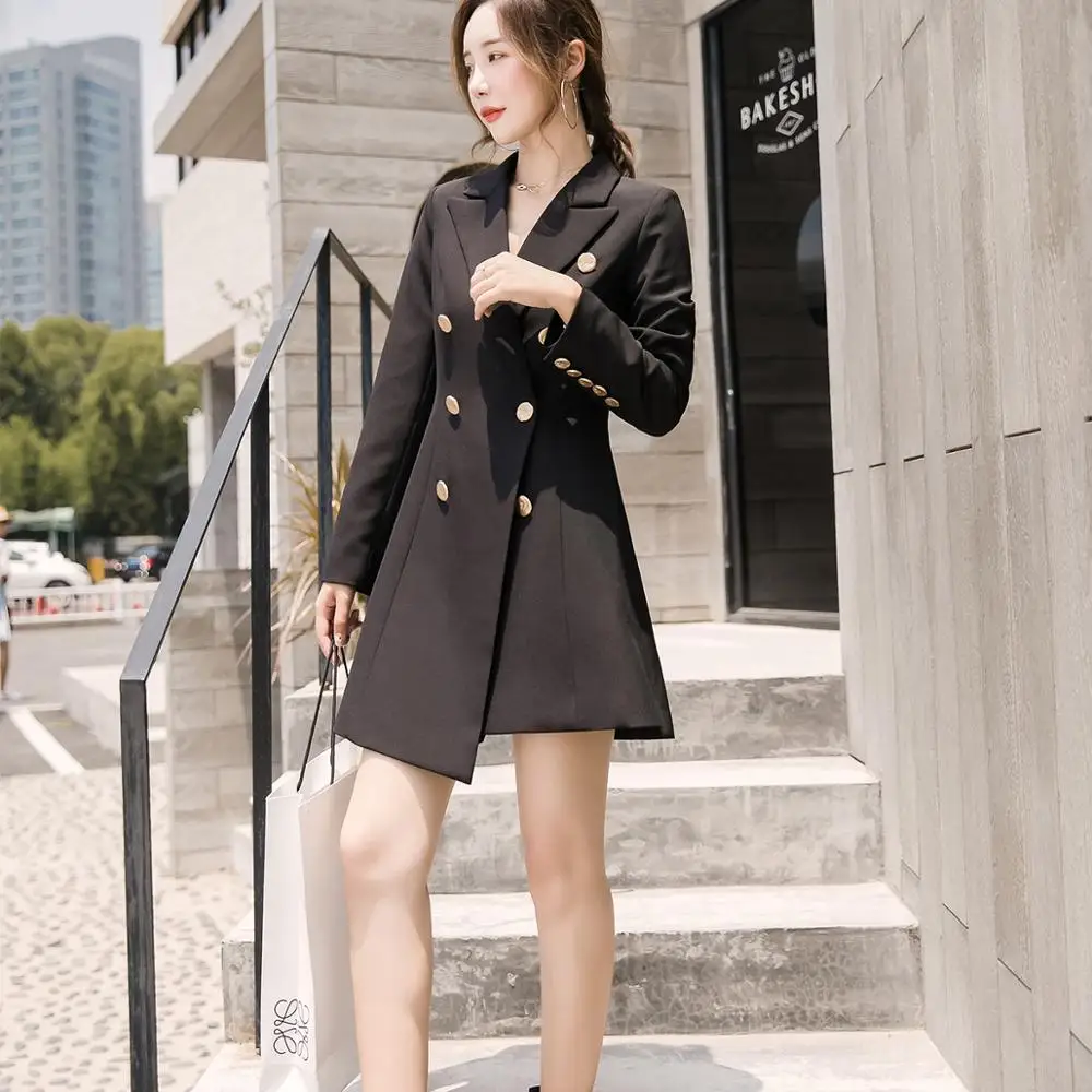 

Woman Asymmetric Black Blazer Coat Autumn Spring Summer Outwear Full Sleeve Casual Jackets S-4XL