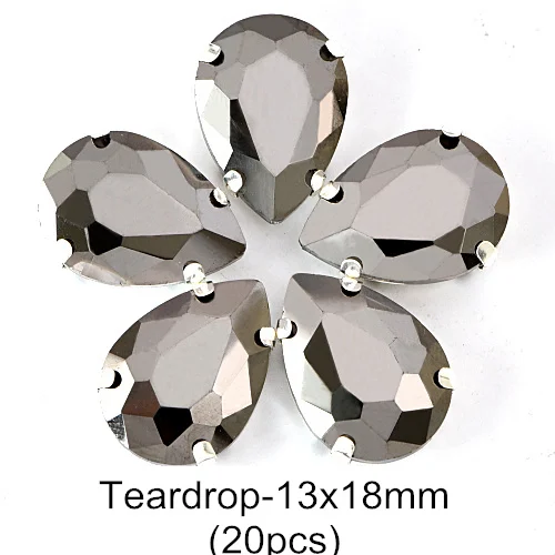 13x18mm-Silver Высокое Качество гематит пришивные стразы с когтями с плоской задней стороной Серебряный/Золотой Коготь Швейные Стразы Кристалл для DIY одежды B1241 - Цвет: 13x18mm-Silver