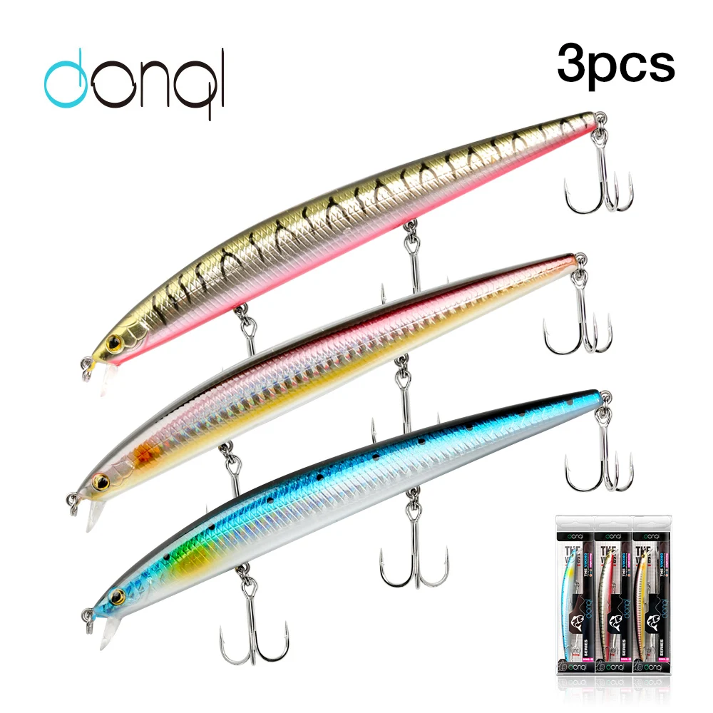 

DONQL 3Pcs Wobblers ArtificialMinnow Fishing Lure 9.5cm 11cm 13.5cm 14.5cm Floating Sinking Bait Hard bbler Crankbait Artific