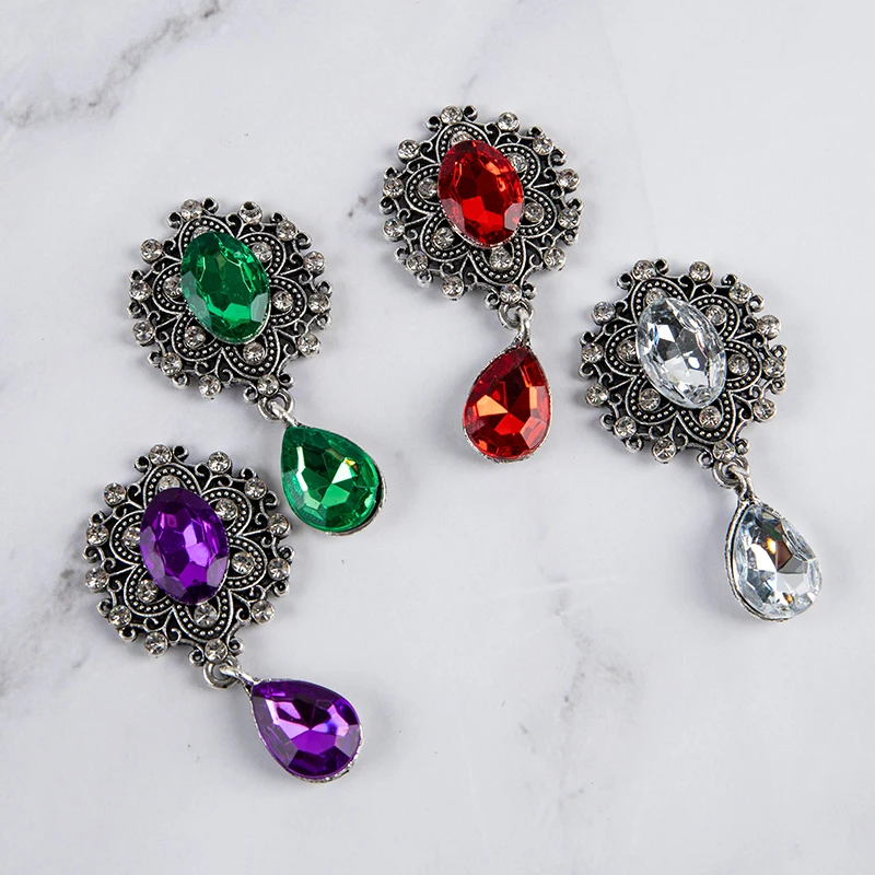 5pcs Cheap Wholesale Water Drop Brooch Buttons Sewing Alloy Jewelry Fingdings For DIY Sewing Wedding Decor Handmade Craft