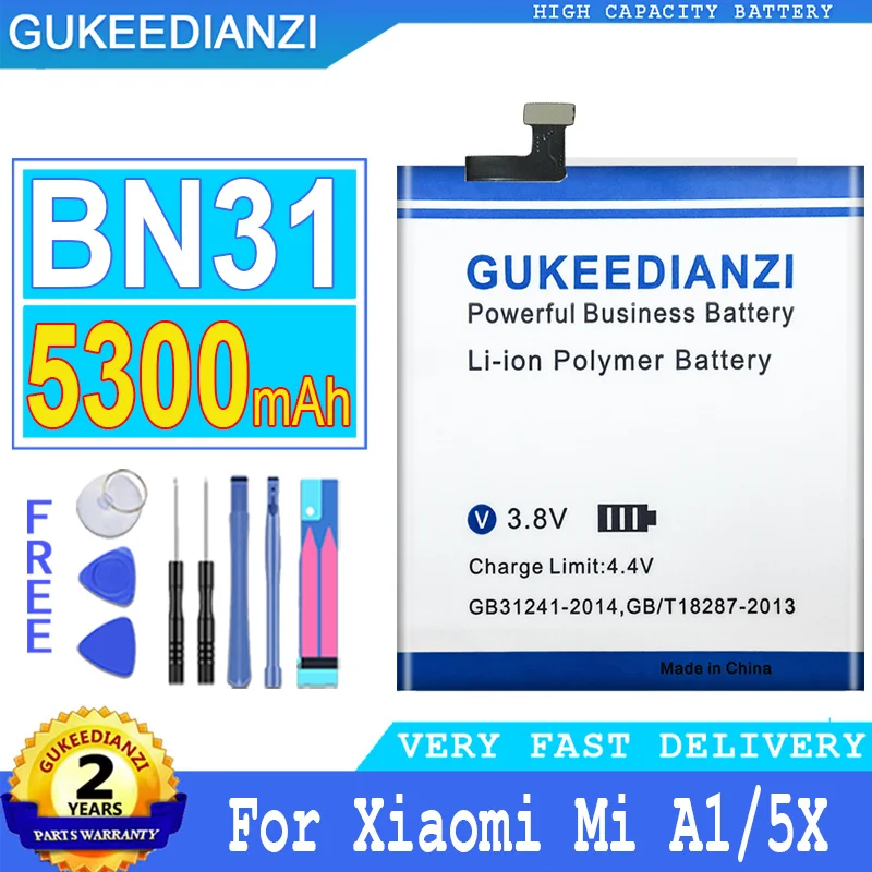 Аккумулятор GUKEEDIANZI BN31 5300 мА · ч для Xiaomi Mi A1 / Redmi Y1 Lite 5X Mi5X Note 5A pro | Мобильные телефоны