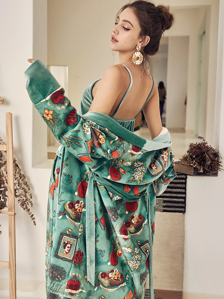 Пижамные комплекты одежда для сна бархатные пижамы женщин 3 штуки зимний костюм