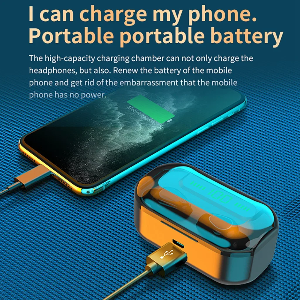 Беспроводные наушники Bluetooth V5.0 светодиодный дисплей зарядная коробка с