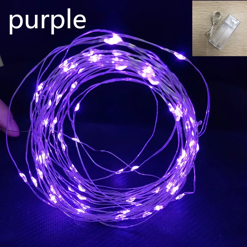 box purple Светодиодный гирлянда, праздничные снежинки, гирлянды, сказочные огни, на батарейках, подвесные украшения, Рождественская елка, год, домашний декор, Navidad - Цвет: box purple