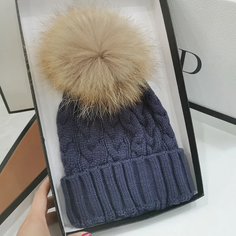 HT494 женская шапка зимняя двухслойная акриловая теплая вязаная с бархатным