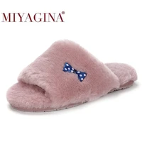 high quality natural sheepskin fur slippers fashion female winter slippers women warm indoor slippers soft wool lady home shoes