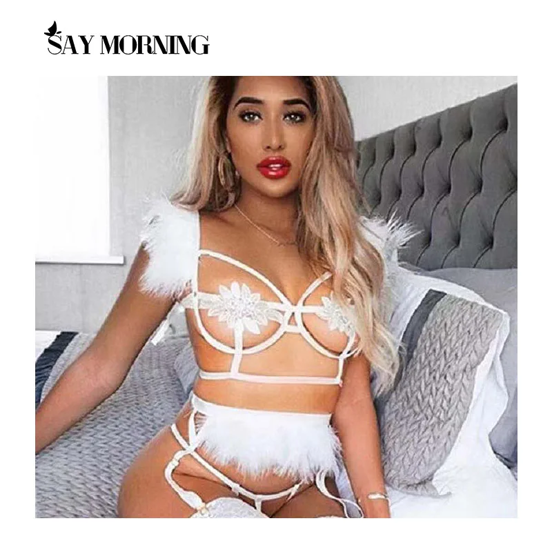 Комплект женского нижнего белья SAY MORNING сетчатые прозрачные трусики-стринги с