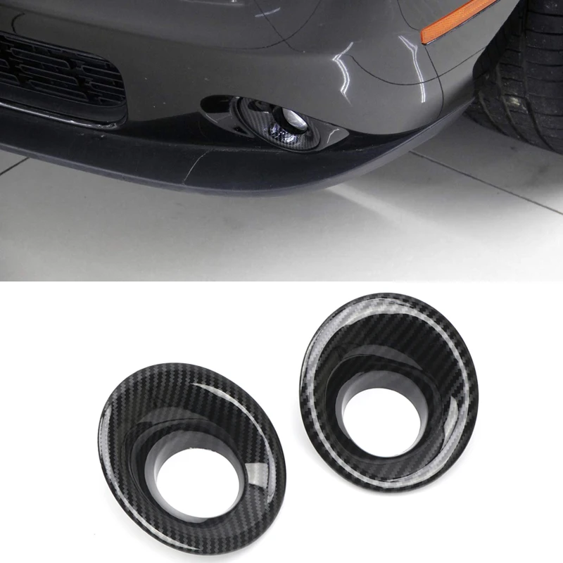 Accesorios de coche para Dodge Challenger 2015-2019 ABS, fibra de carbono impresa, luz antiniebla delantera, cubierta embellecedora, 2 uds.