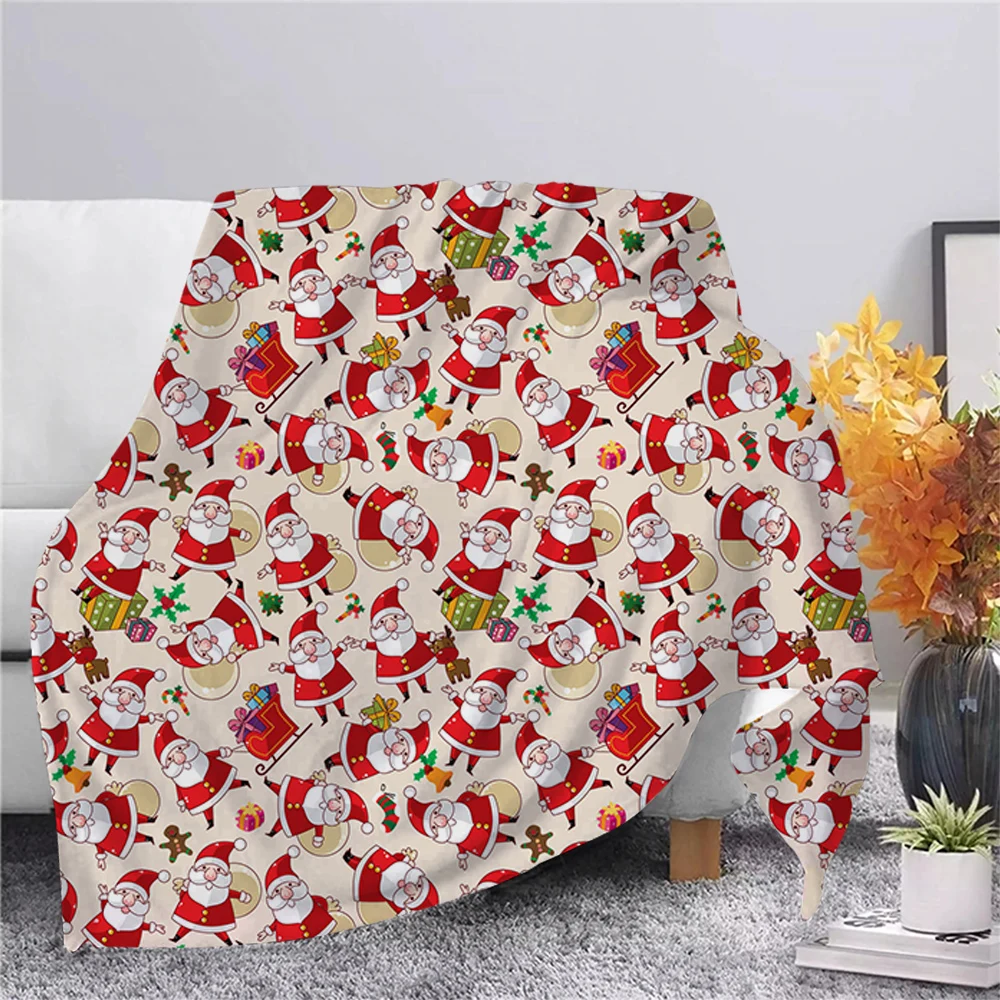 

CLOOCL Merry Christmas Santa Claus Flannel Blanket Print Hiking Picnic Blanket Office Nap Blanket Decorate Quilt Drop Shipping