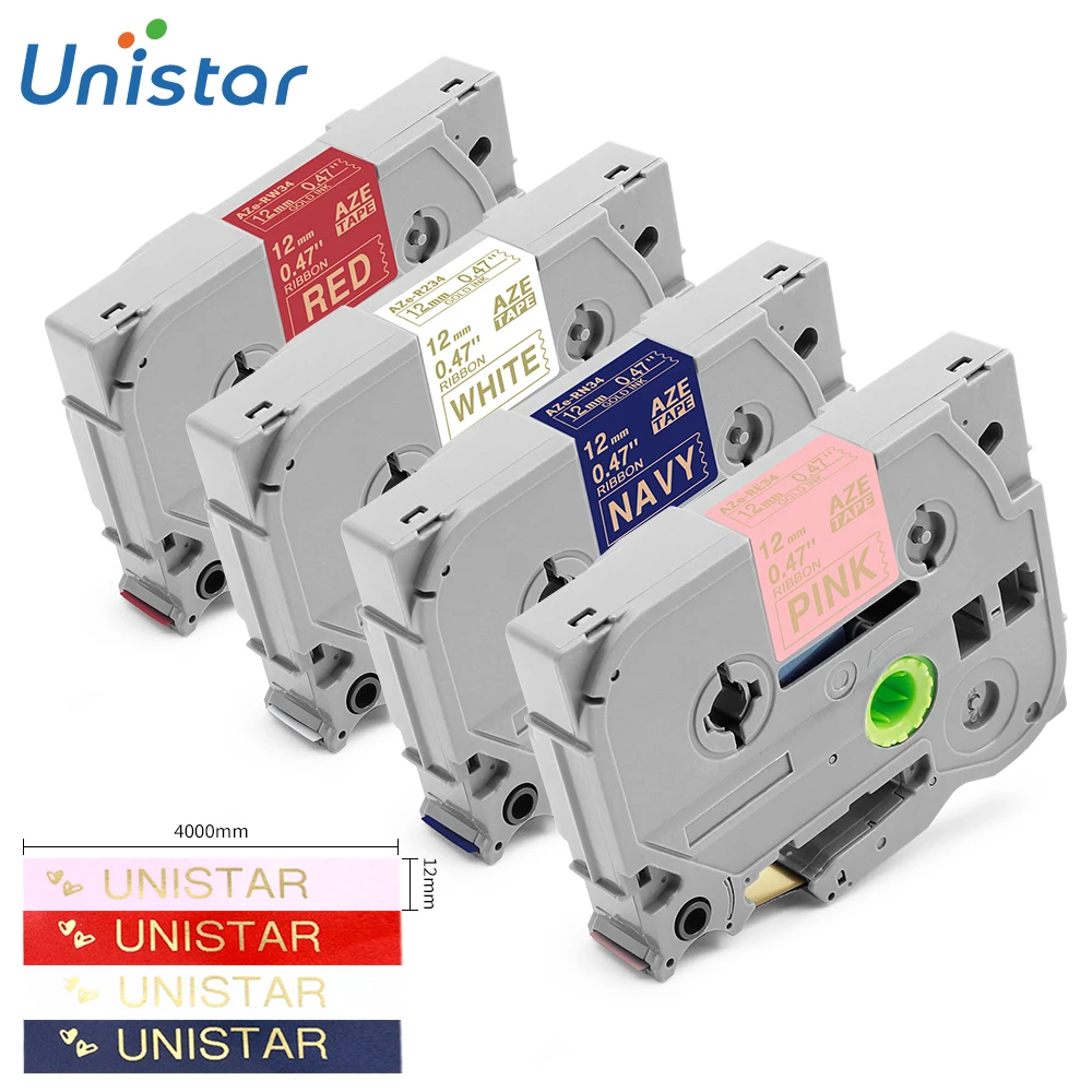 

Лента для этикеток Unistar, 12 мм, для изготовления этикеток, атласная лента AZe-RN341, R234, RE34, AZe-RW34, неклейкая, сделай сам, подарок