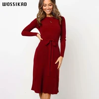 sexy dress womens new arrival 2019 autumn vintage knitted dresses self cultivation long sleeve party dress bodycon ropa mujer