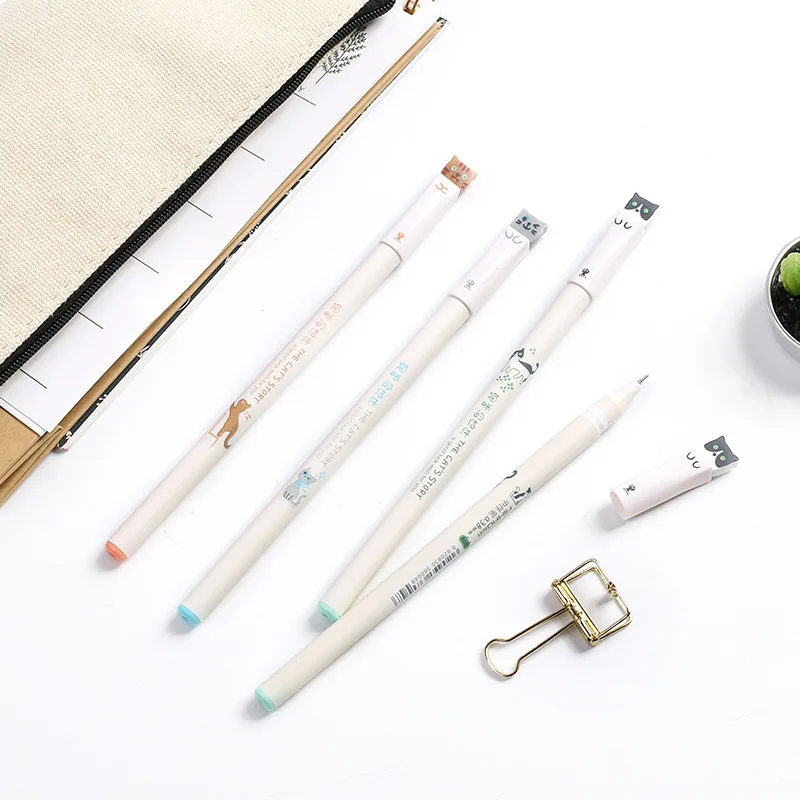 3 шт. 0 38 мм креативные канцелярские принадлежности гелевая ручка с милым котом