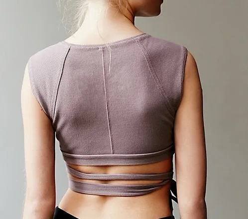 

One-Piece Delivery Sports Bra Sleeveless Wireless Dance Bra Fitness Yoga Bra Navel-Exposed Underwear Strap for Women