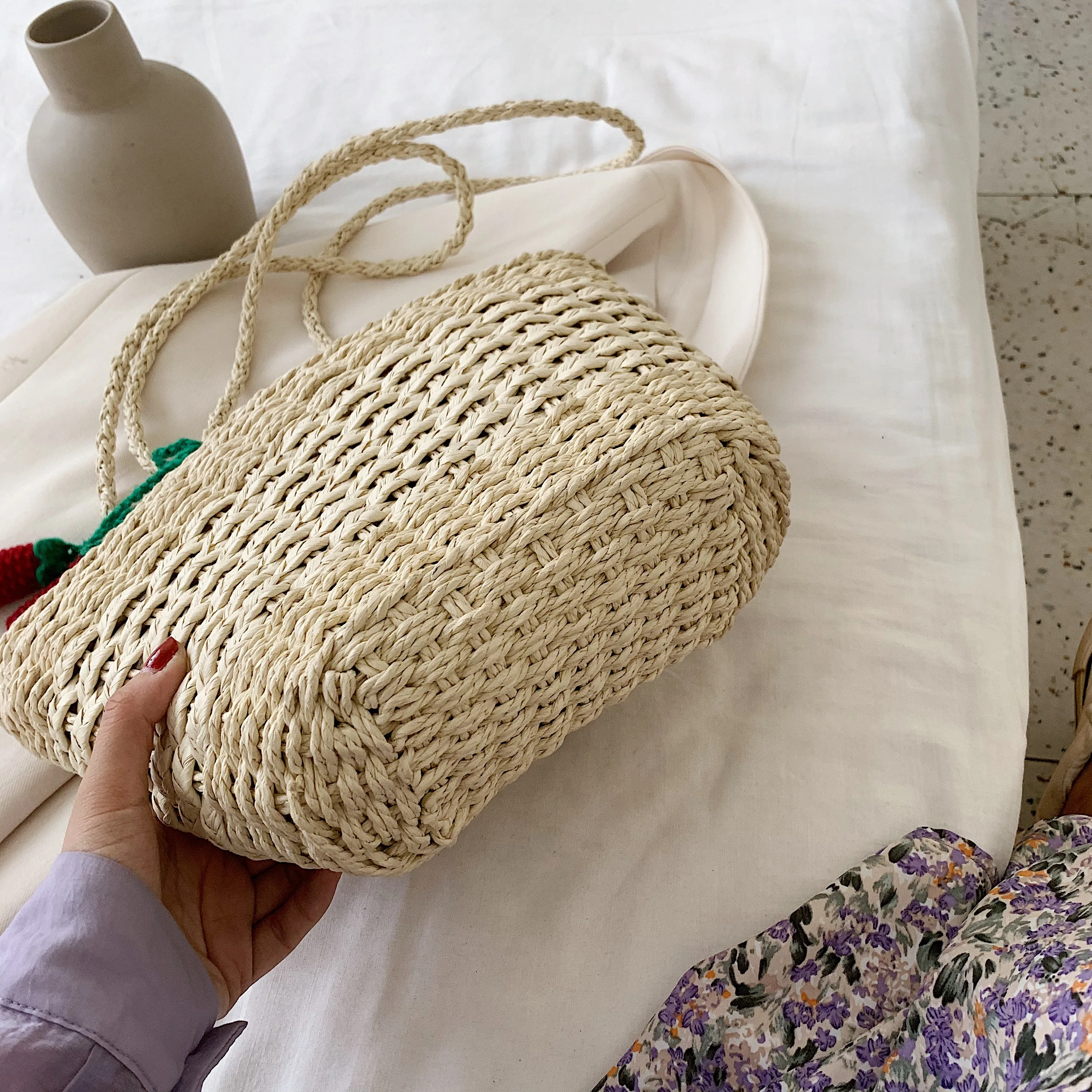 Соломенная Сумка на плечо для женщин плетеная пляжная сумочка ручной работы в