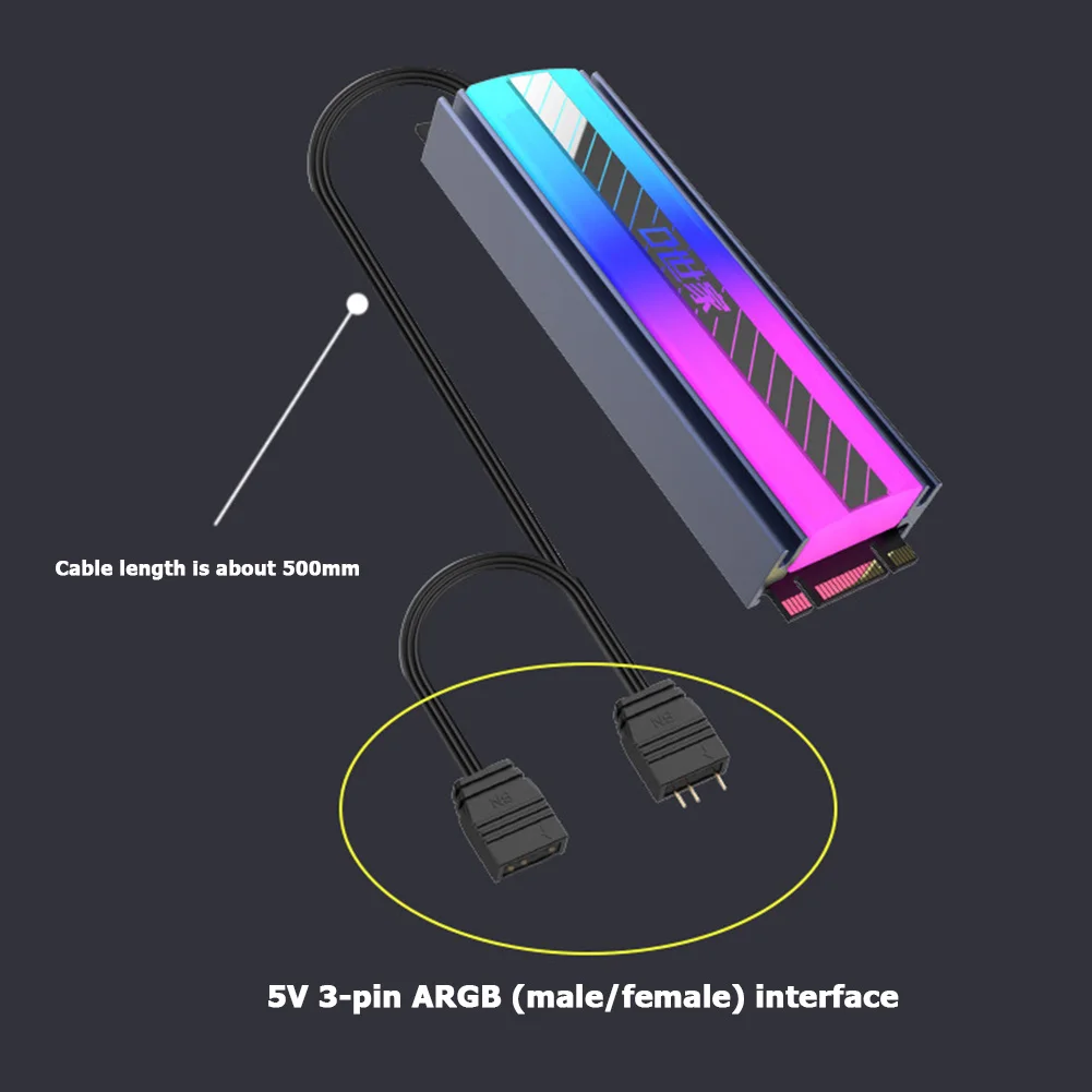 M.2 радиатор SSD пассивное нагревание 5 в 3Pin ARGB 2280 твердотельный жесткий диск