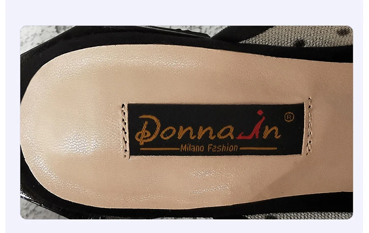 Donna-in/пикантные женские туфли без задника с острым носком в горошек; модные шлепанцы на низком каблуке; дизайнерская Роскошная летняя обувь для женщин