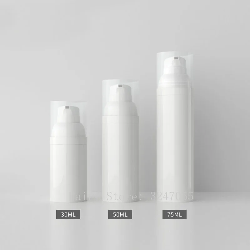 

30ml50ml75ml 30pcs Empty White PP Airless Cosmetic Lotion Pump Bottle, DIY Foundation Vacuum Container, Portable Travel Package