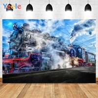 yeele blue sky white clouds old stream rail lines train background photophone photo studio photography for decor customized size