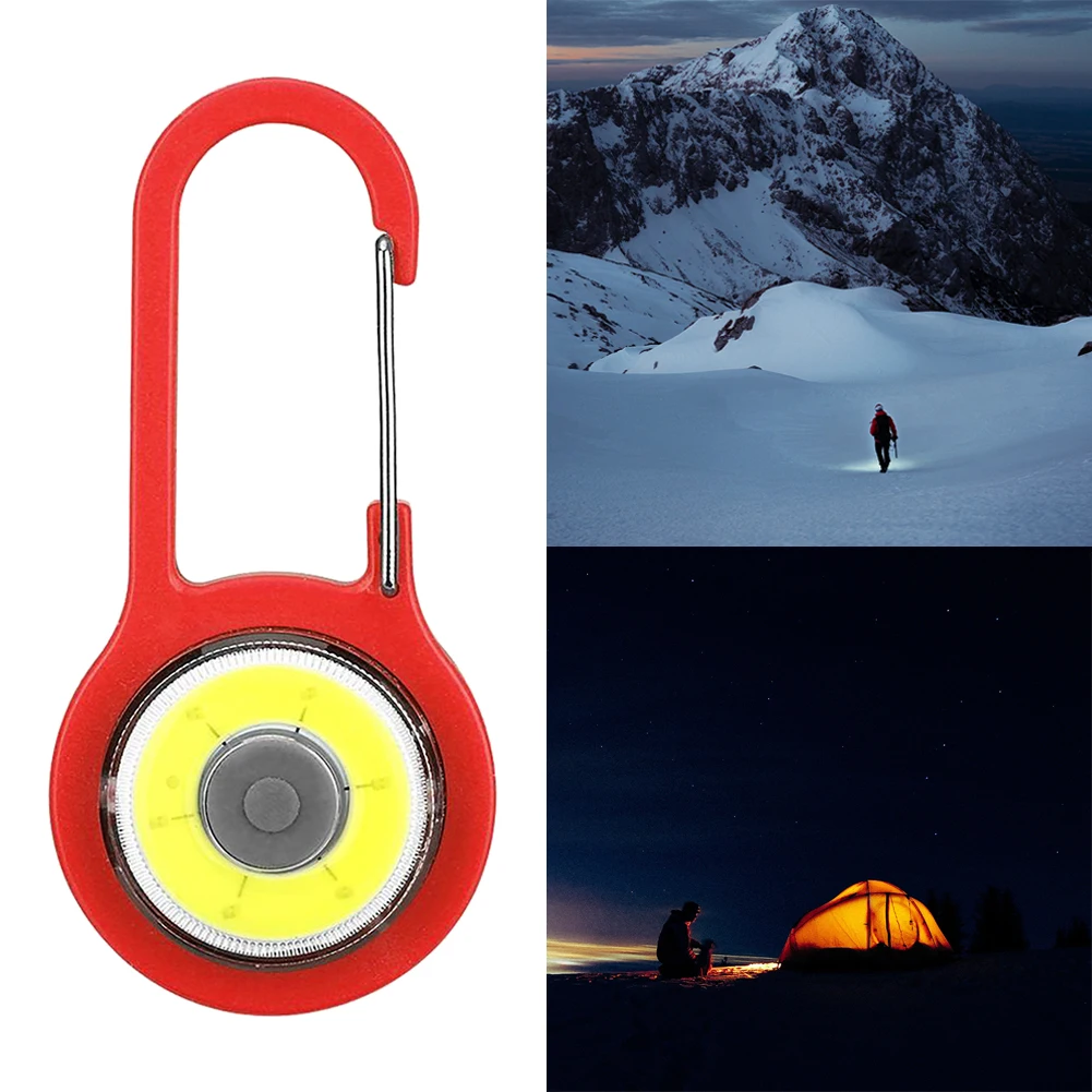 

Battery Operated Camping Hiking Carabiner Lamp Hanging COB LED Emergency Multifunctional Home Travel Keychain Flashlight 3 Modes