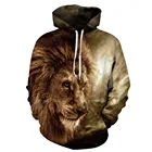 Новое поступление 2020, модные мужскиеженские толстовки с капюшоном с изображением Льва, куртки-ветровки с 3d принтом