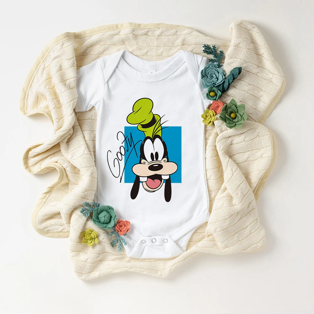 

2021 New Fashion Disney Baby Romper Summer Short Sleeve White O-neck Loose Soft Newborn Jumpsuit Infant Bodysuit 0-3M3-6M6-12M