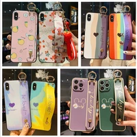 vintage painted rainbow case for huawei y9 prime 2019 honor 10 20 lite 20s 30 pro v40 x10 phone holder soft wrist strap cover