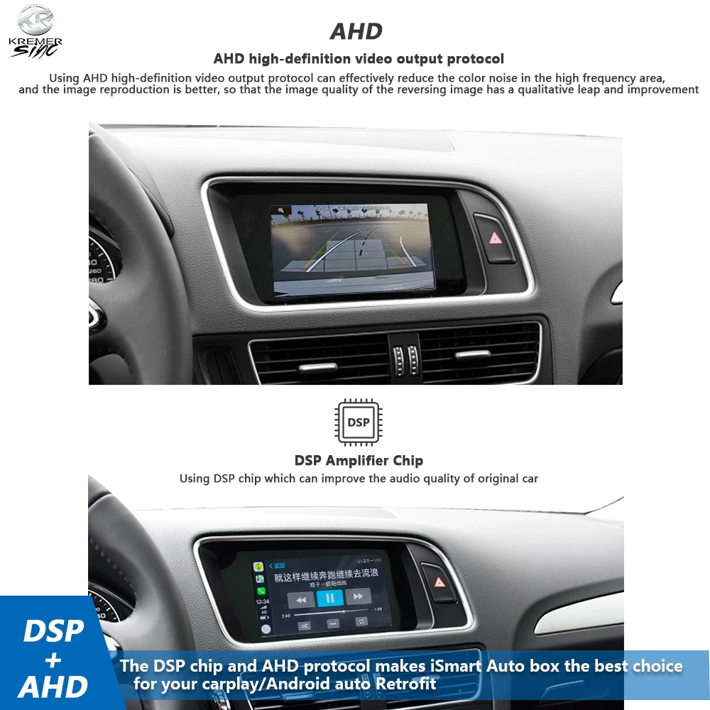 Беспроводной Apple CarPlay Android Авто модернизация для Audi Q1 Q2 Q3 Q5 Q7 Mirror Link MMI2G MMI3G MIB B8 B9 |