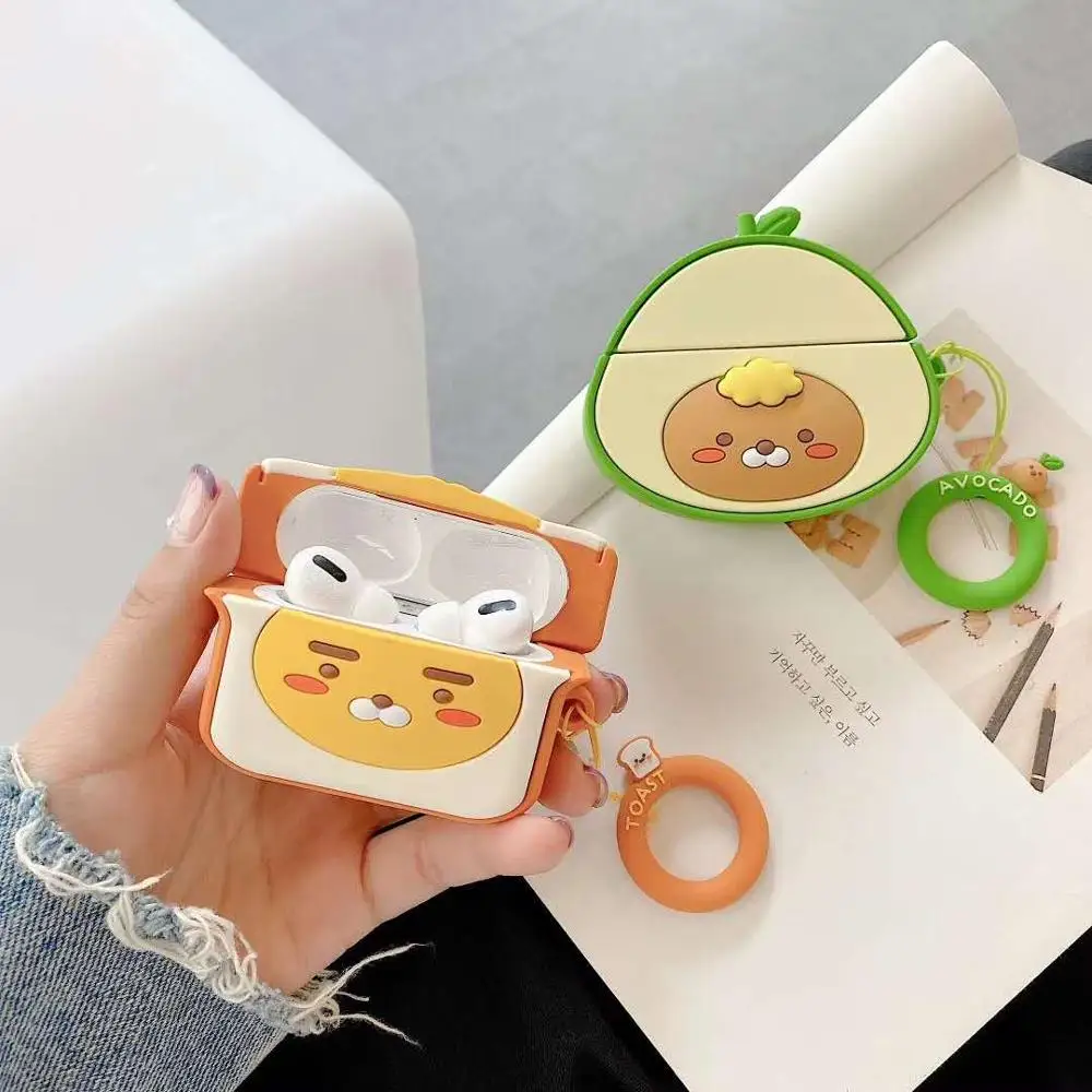 Чехол для Airpods Pro 3D с милым мультяшным львом томатом авокадо чехол Apple 1 2 3