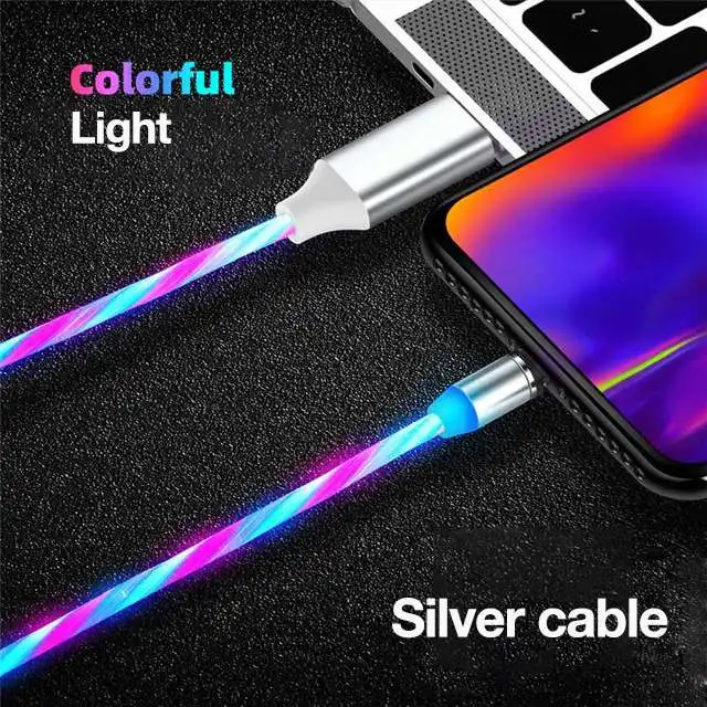 1M Silver cable MOOJECAL Магнитный зарядный кабель Micro usb type C зарядное устройство Быстрая зарядка для iPhone XS Max samsung зарядный магнит Android телефон - Цвет: 1M Silver cable