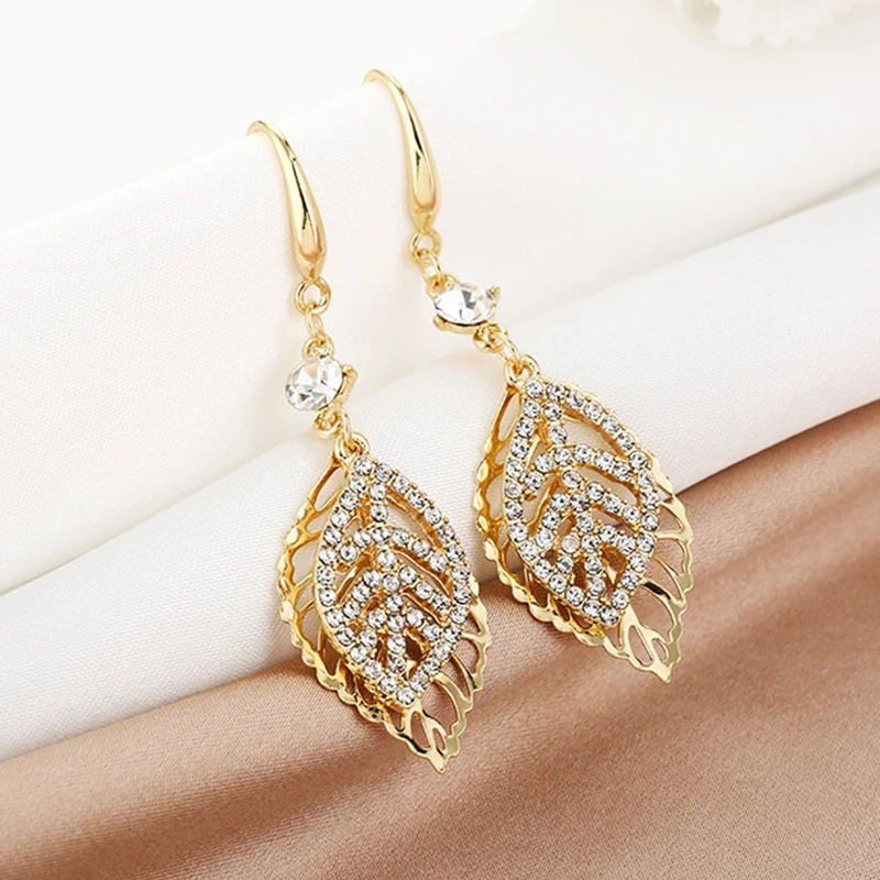 

Exquisite Leaves Plant Dangle Earrings for Women Designer Creativity Luxury Jewelry S925 Needle High Quality AAA Zircon Party