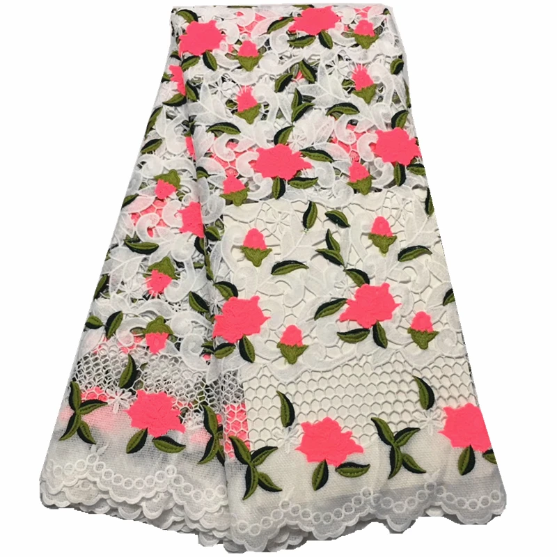 Кружевная ткань в африканском стиле кружевная белого и желтого цвета последние