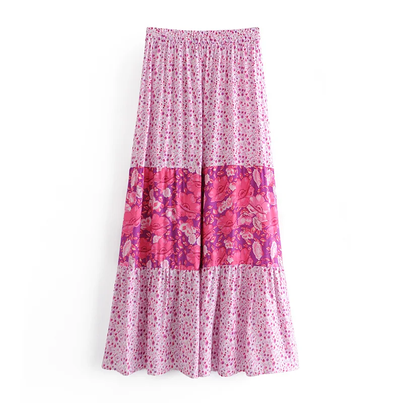 Винтажная шикарная модная женская розовая пляжная юбка с цветочным принтом в