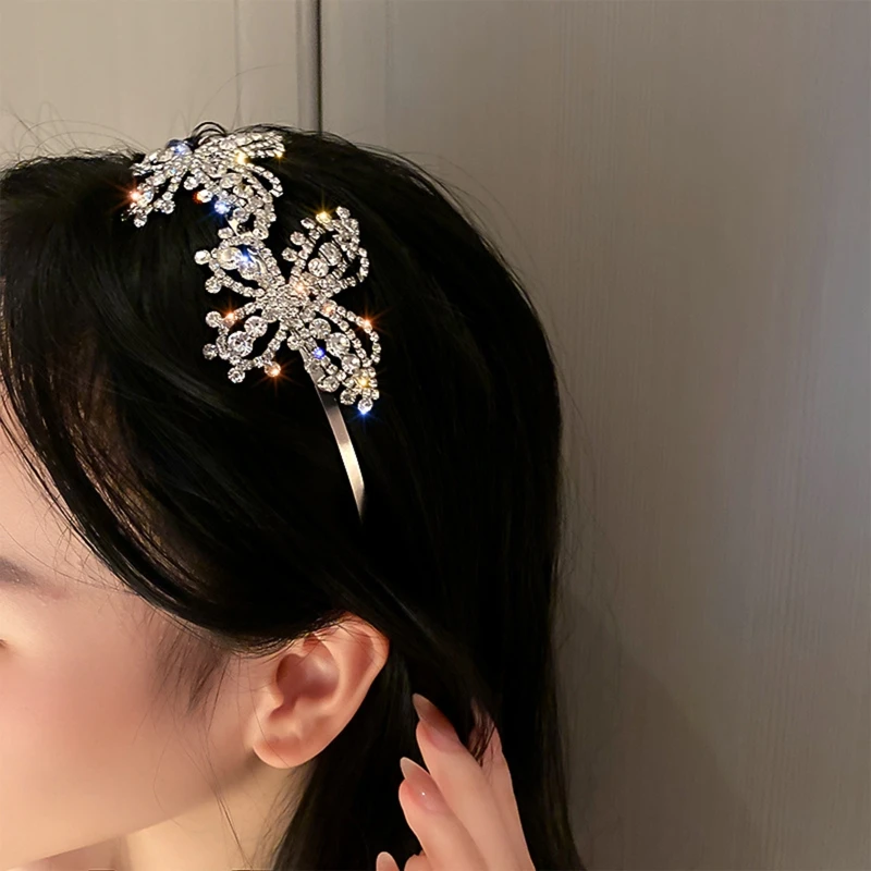 

Rhinestone Shinning Headband for Women Fashionable Handmade Thin Hair Hoops with Butterfly Hair Band Hair Accessories