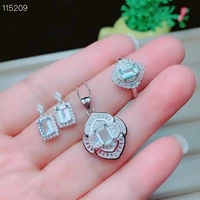 classic natual aquamarine gemstones rings set for charm lady 925 sterling silver romantic gift engagement fine jewelry