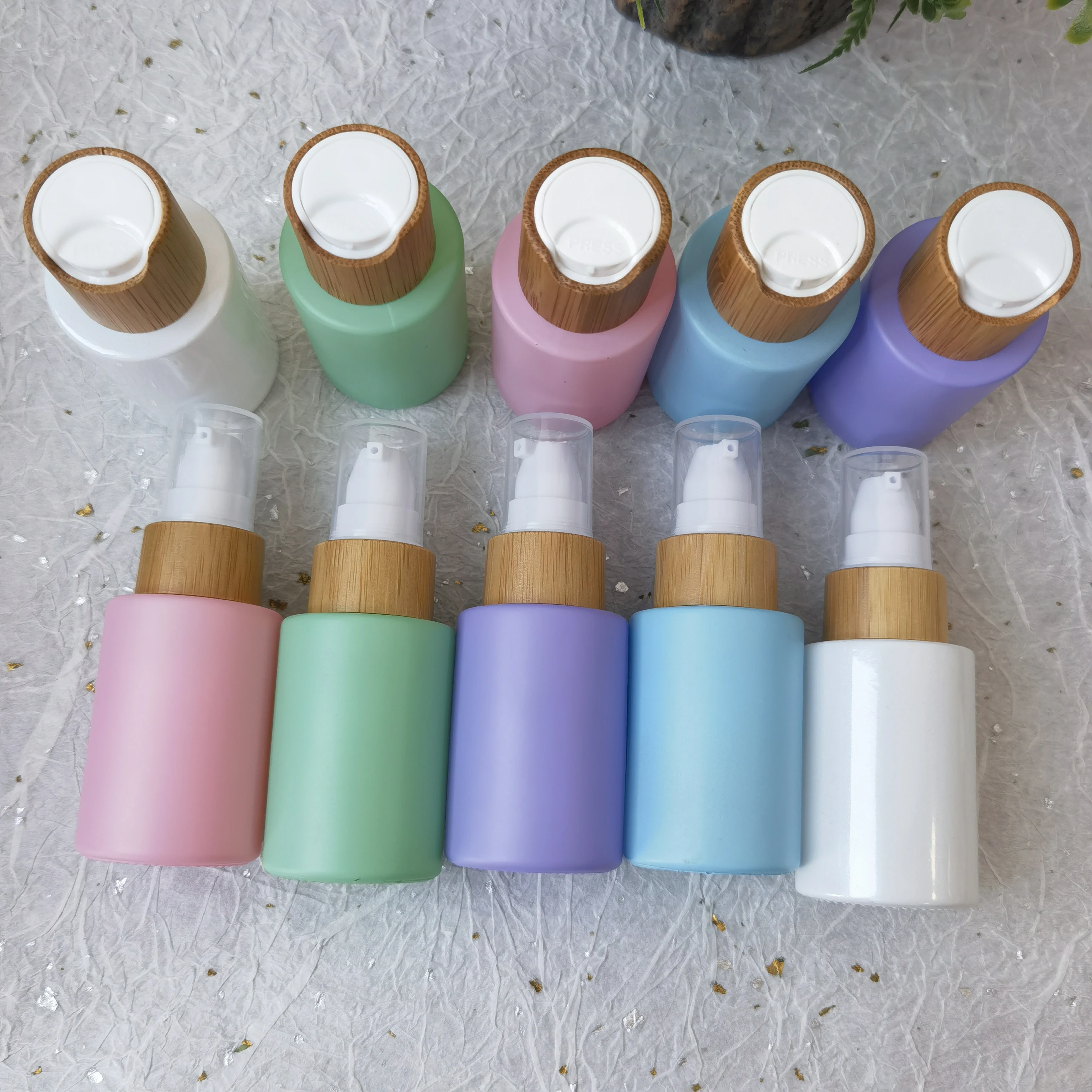 30ml Colorful Glass Bamboo Container Bottle Dropper Essential Basic Massage Oil Pipette Refillable Spray Bottle For Cosmetics