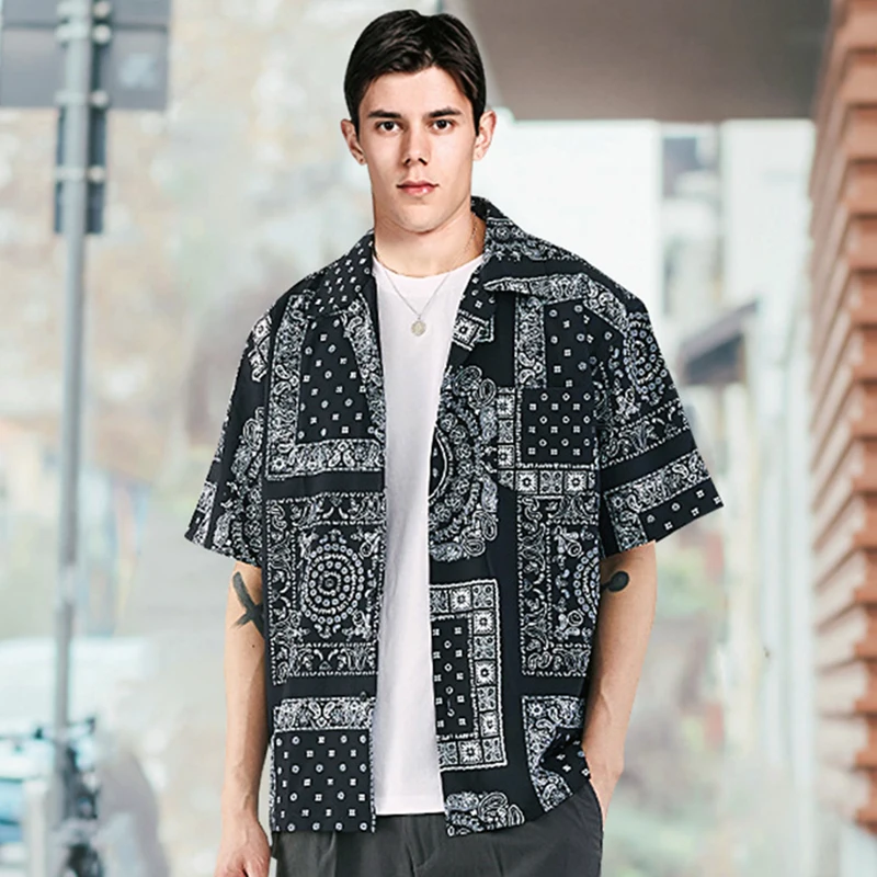 

Рубашка мужская оверсайз с коротким рукавом, модная летняя одежда, блузка с коротким рукавом, Мужская одежда, 2021