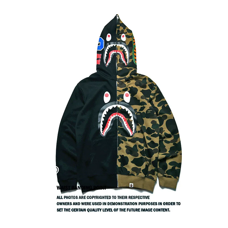 

Japanese-style Street Popular Brand Shark Joint Camouflage Zipper Hoodie Social Fella Cool Casual Pure Cotton Jacket